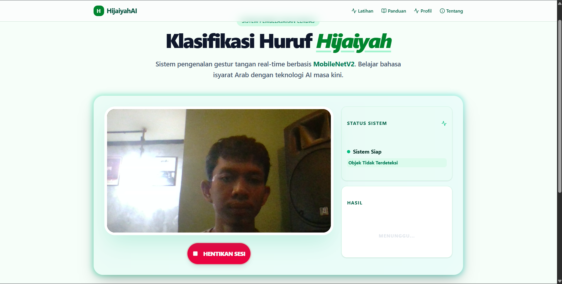 HijaiyahAI - Sistem Pembelajaran Bahasa Isyarat Cerdas